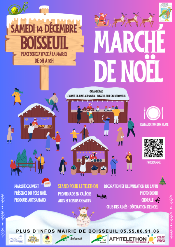 March&eacute; de No&euml;l le 14 d&eacute;cembre &agrave; Boisseuil
